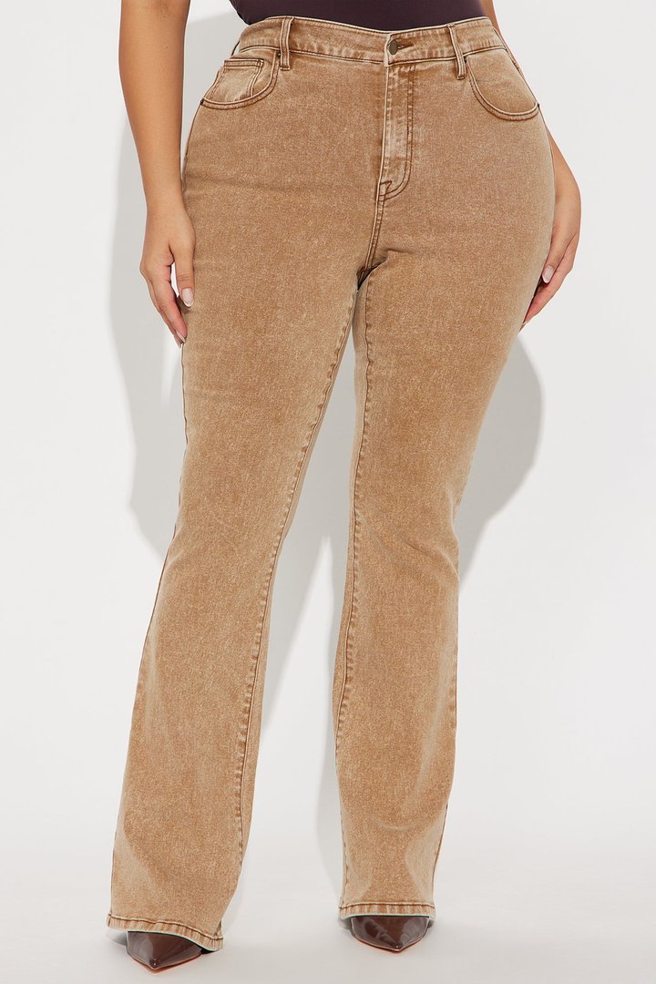 Highly Motivated Mid Rise Bootcut Jeans - Tan