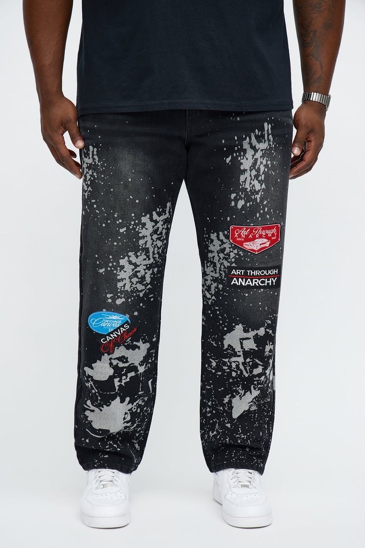 Straight Through Anarchy Patched Jean - Black Wash