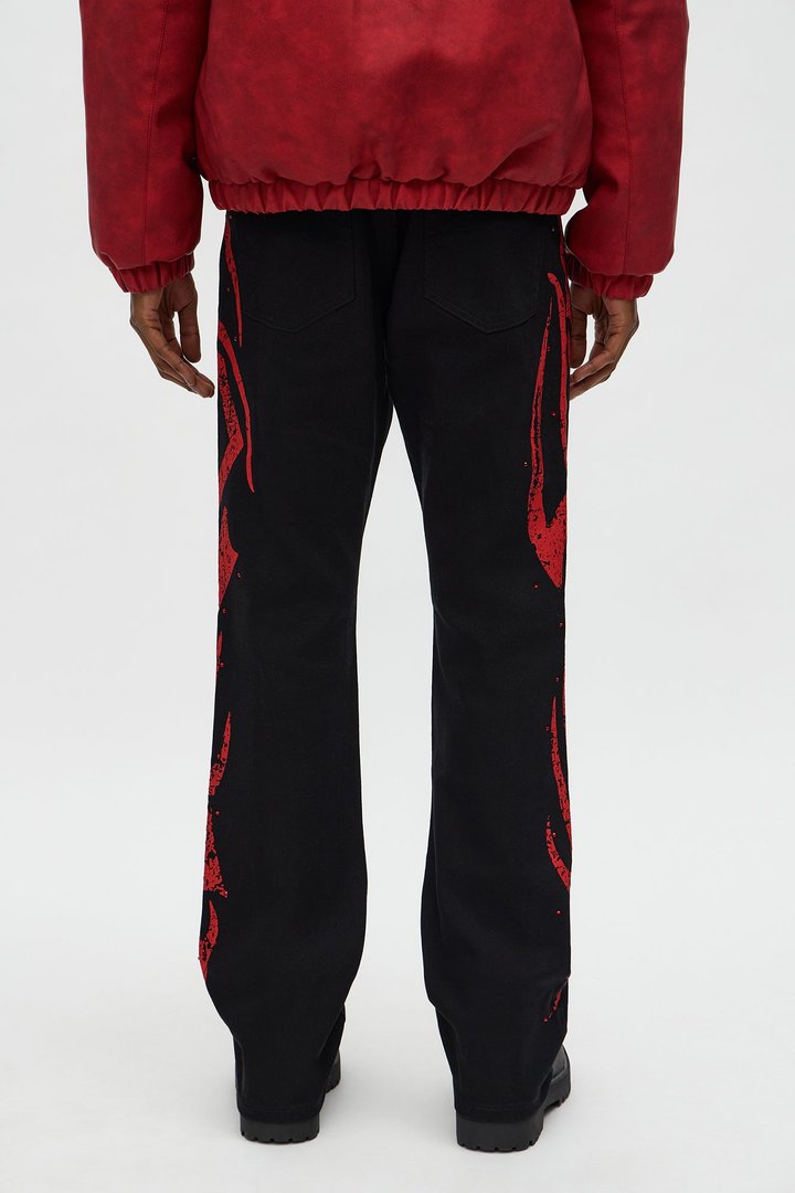 Stacked Skinny Flare Rockstar Life Jewel Pant - Black/Red