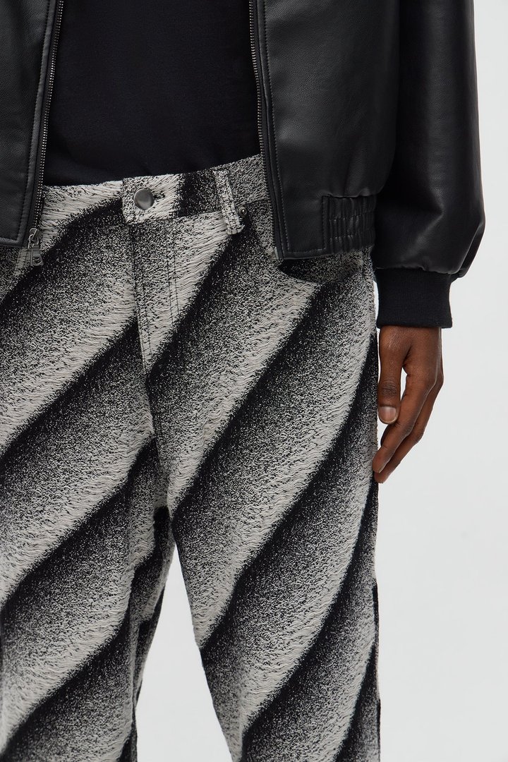 Straight Faded Lines Pant - Black
