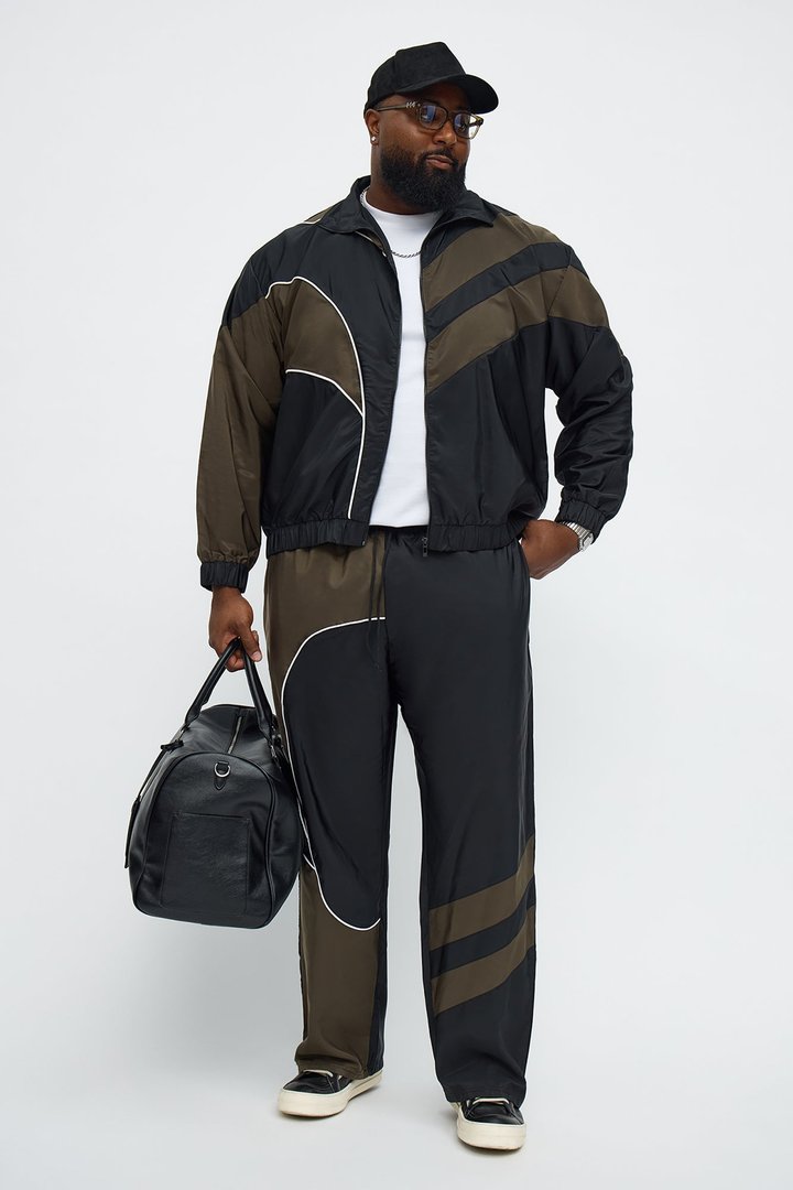 Hang It Up Color Block Windbreaker Jacket - Olive/combo