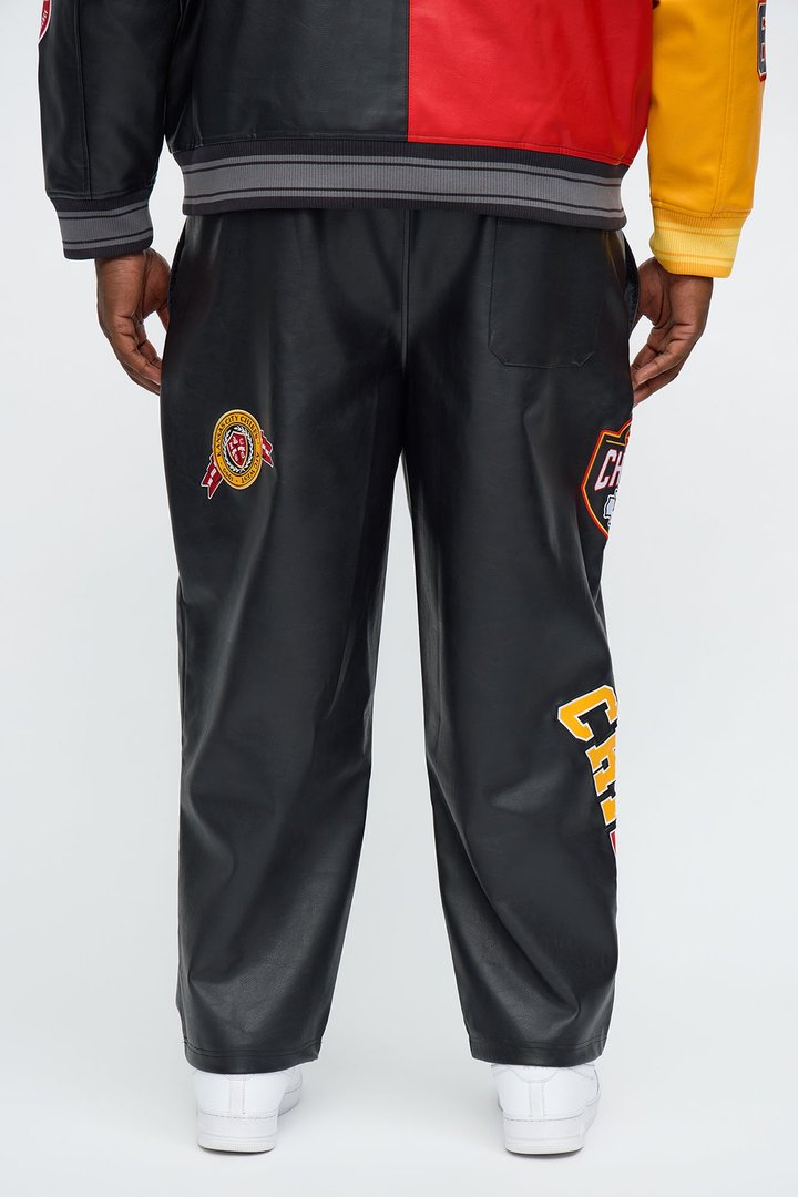 Chiefs Marquee Star Faux Leather Straight Pant - Black