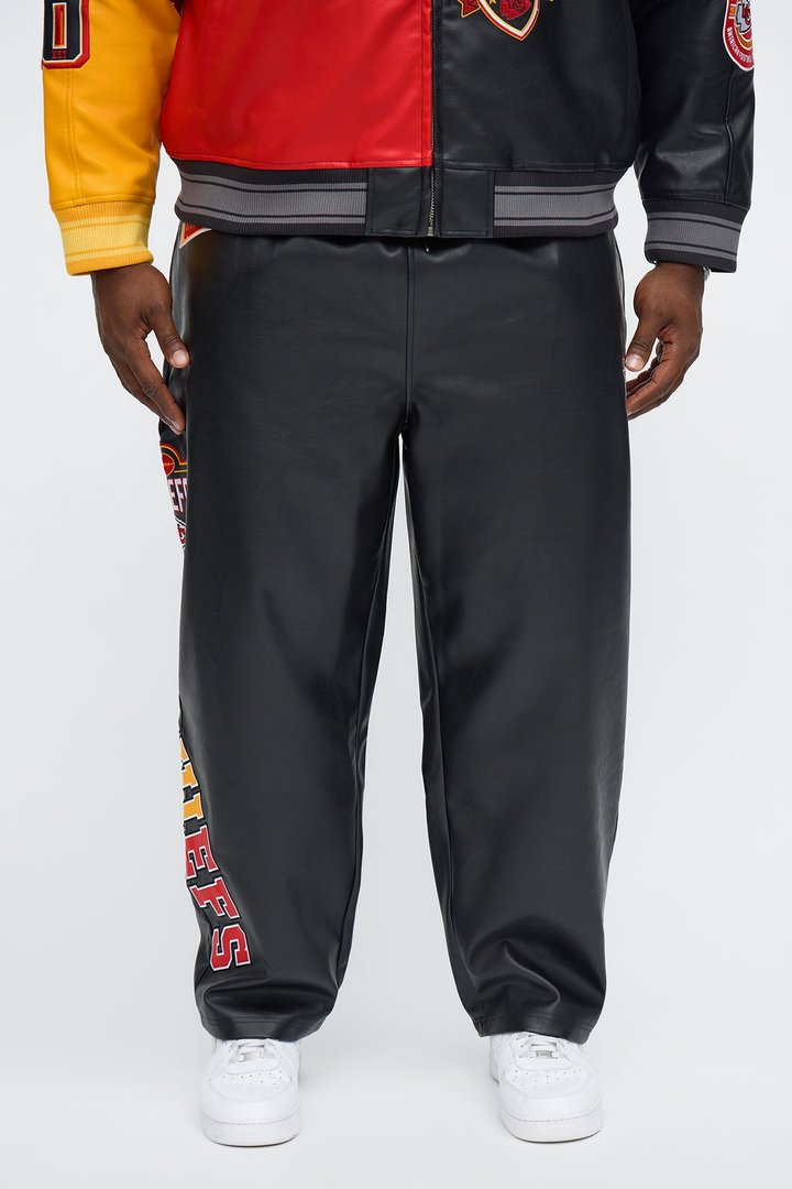 Chiefs Marquee Star Faux Leather Straight Pant - Black