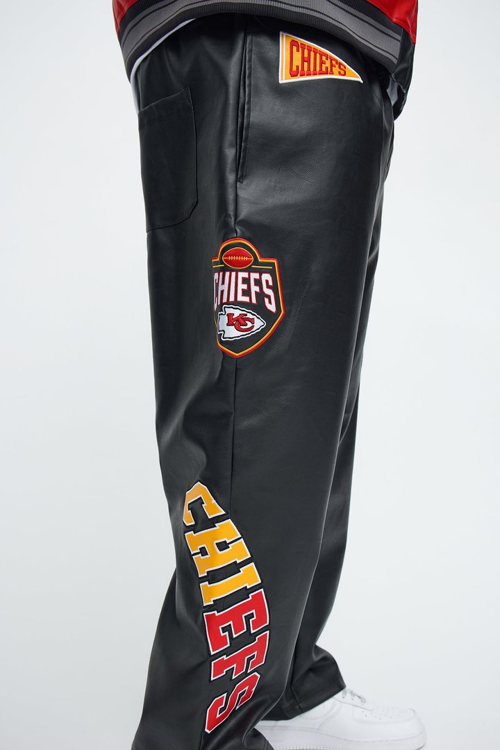 Chiefs Marquee Star Faux Leather Straight Pant - Black