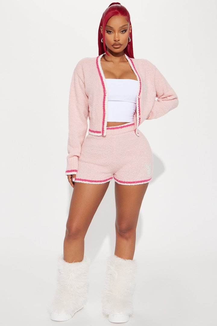 Playboy Princess Rhinestone Cozy Shorts - Pink