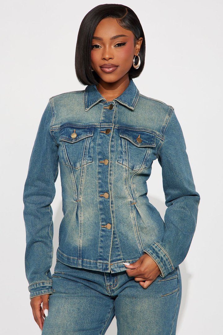 Lana Denim Washed Pant Set - Medium Wash