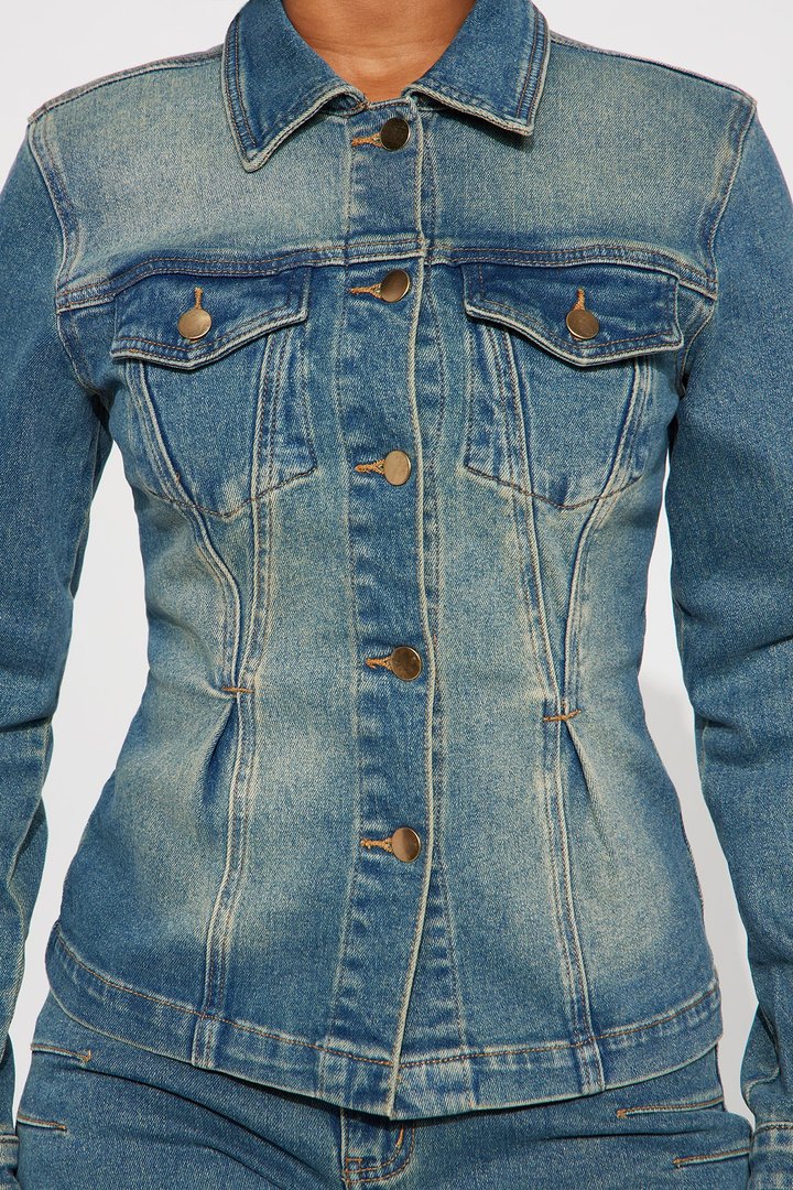 Lana Denim Washed Pant Set - Medium Wash