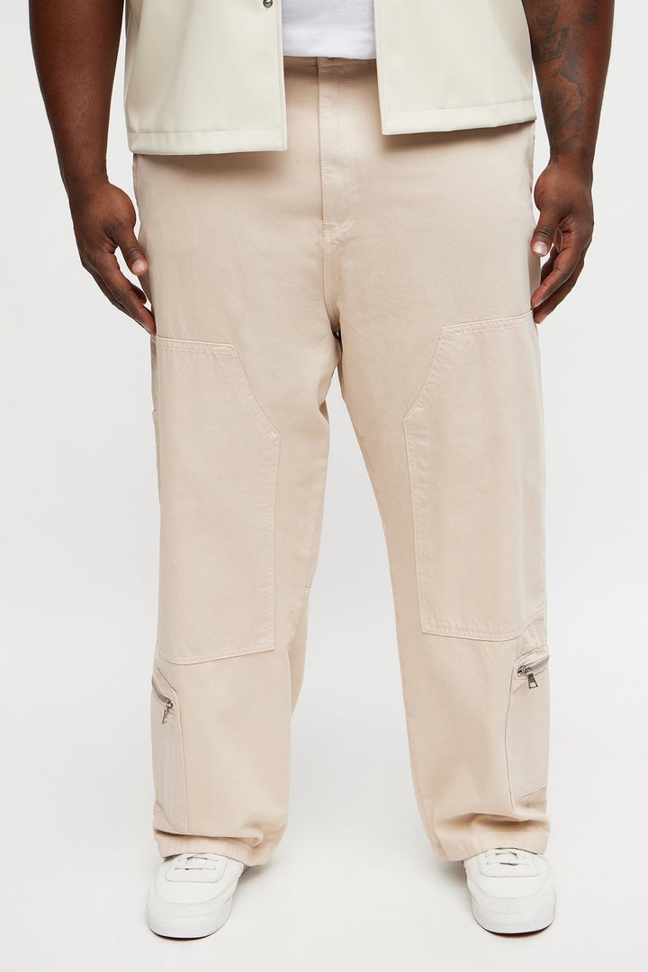Baggy Zipper Carpenter Pant - Khaki