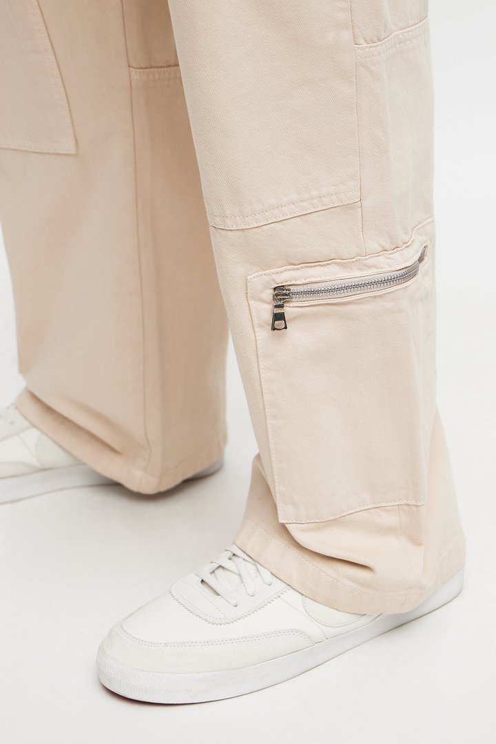 Baggy Zipper Carpenter Pant - Khaki
