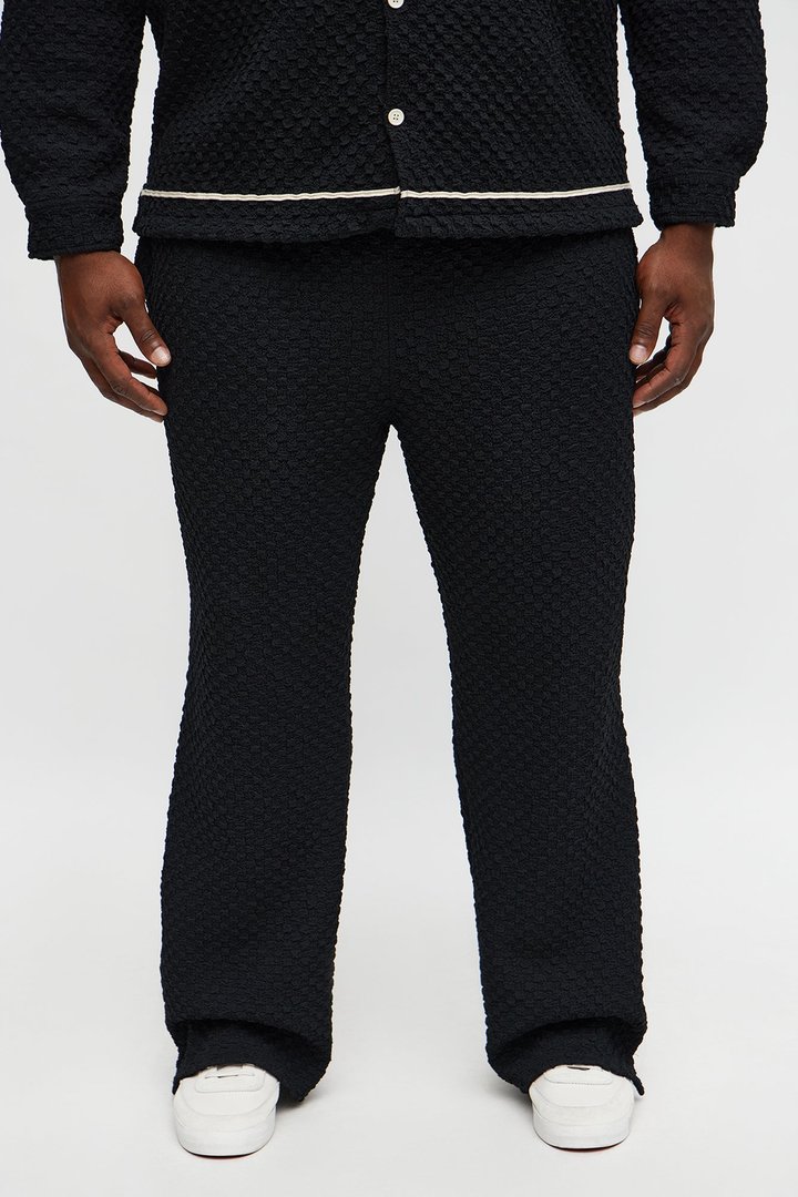 Slim Flare Soho Weave Slit Pant - Black