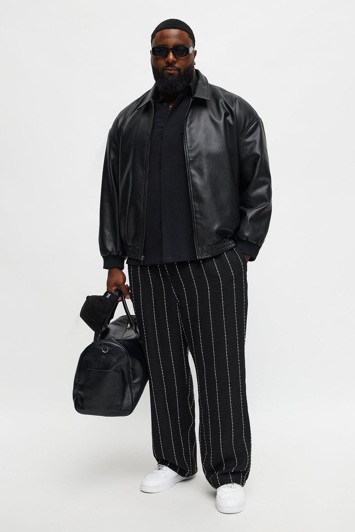 Straight Newport Beach Textured Drawstring Pant - Black