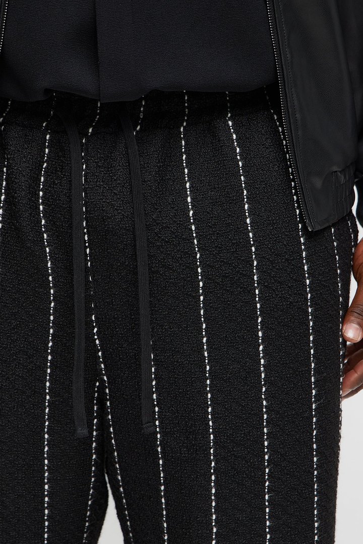 Straight Newport Beach Textured Drawstring Pant - Black