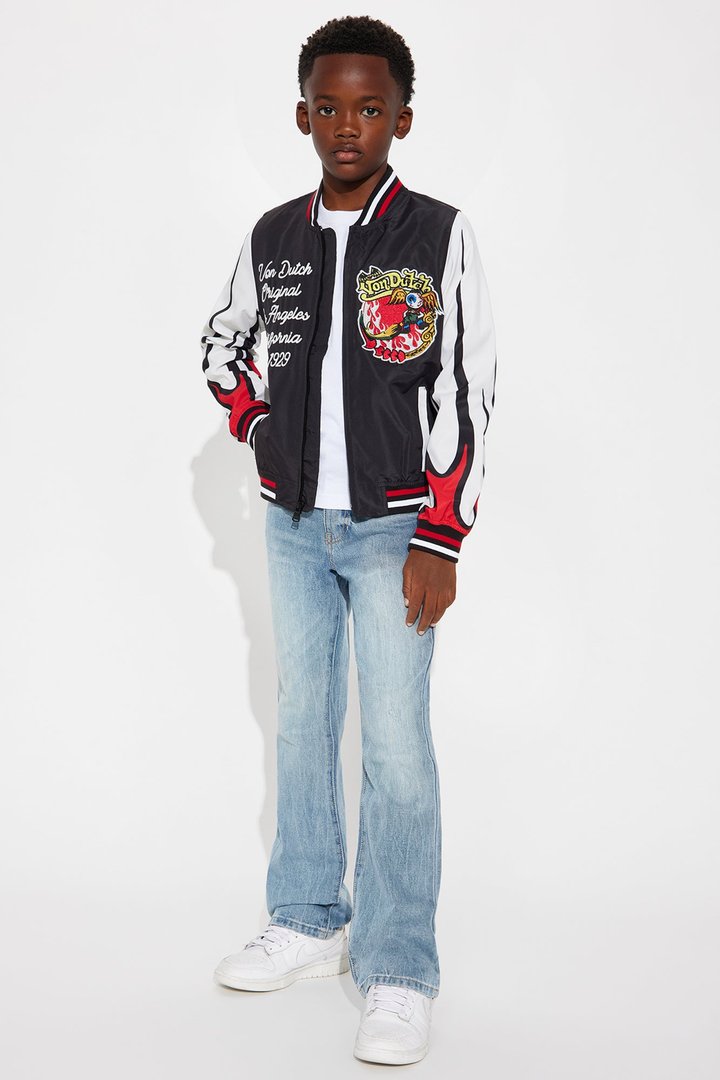 Mini Von Dutch Flamed Varsity Jacket - Black