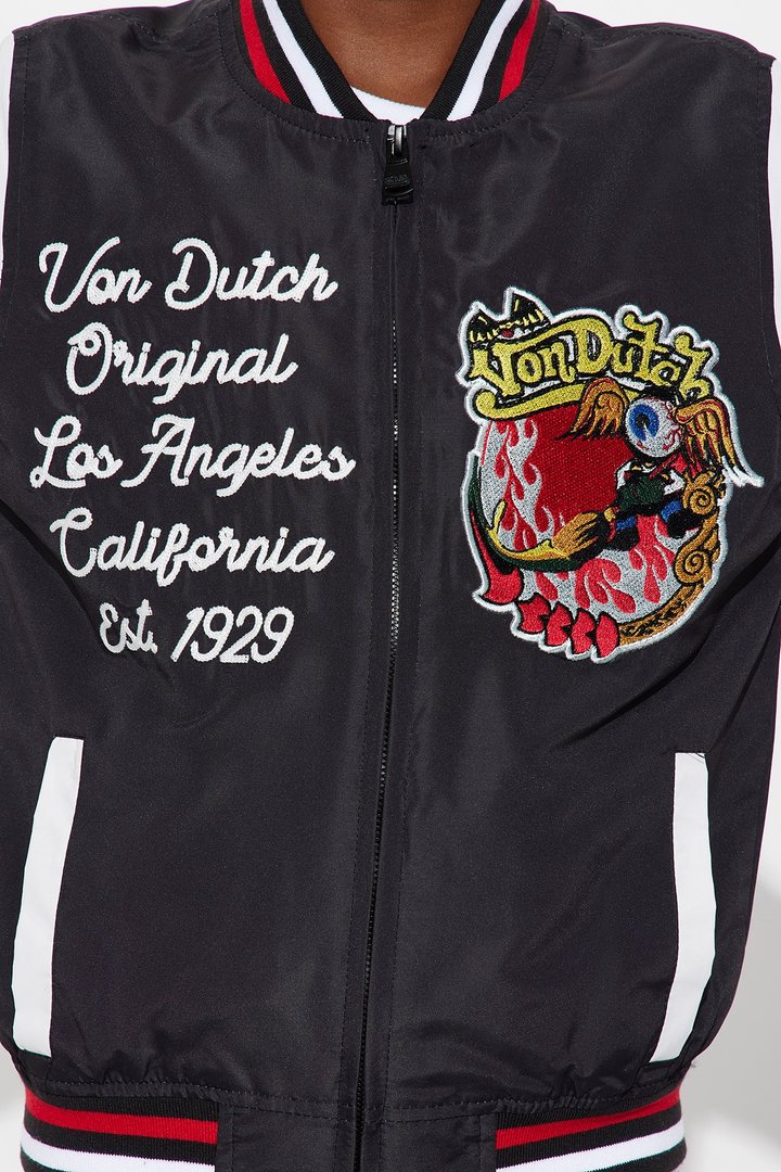 Mini Von Dutch Flamed Varsity Jacket - Black