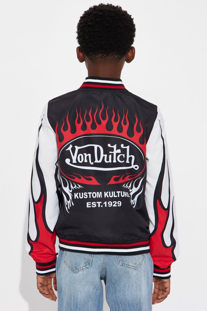 Mini Von Dutch Flamed Varsity Jacket - Black