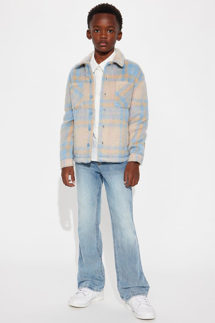Mini Relaxed Arcola Plaid Shacket - Blue