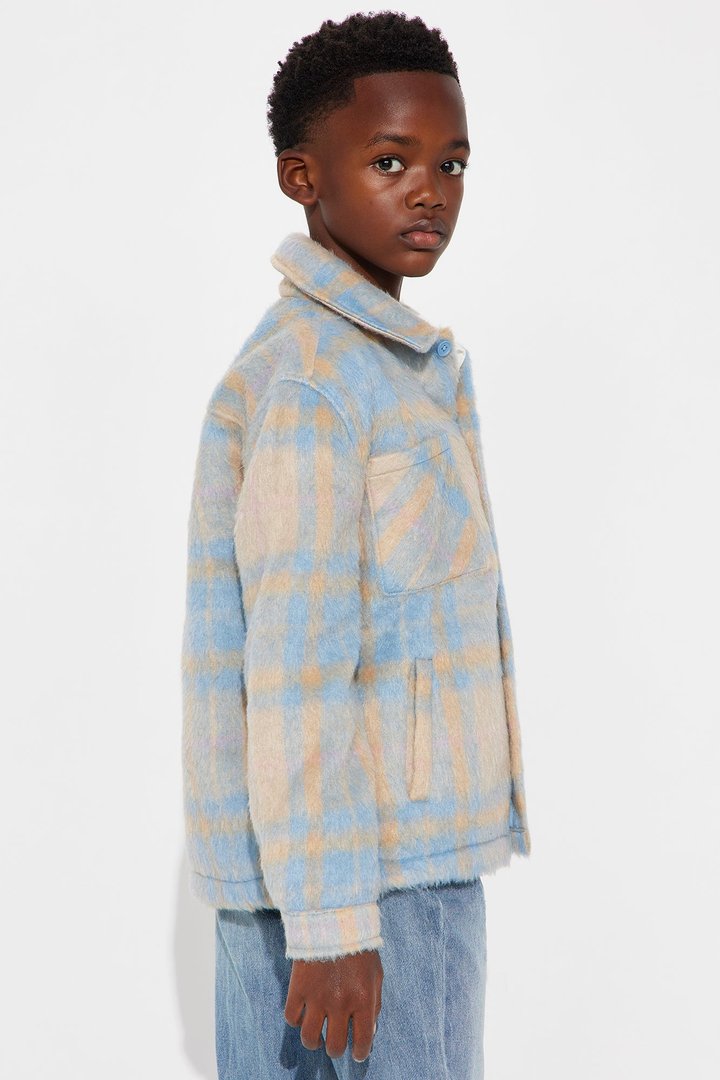 Mini Relaxed Arcola Plaid Shacket - Blue