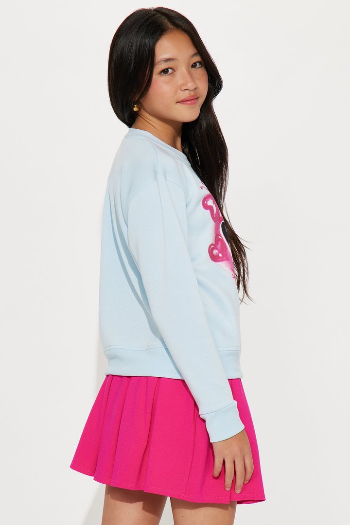 Mini Brat Airbrush Crew Neck Sweatshirt - Light Blue