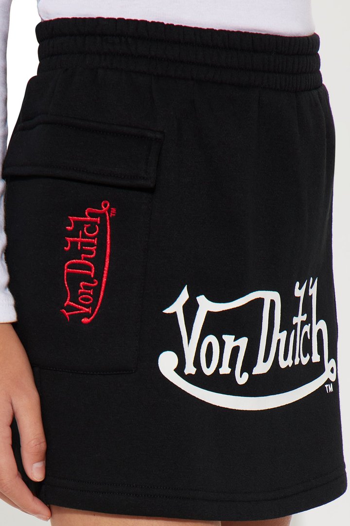Mini Von Dutch Fleece Mini Skirt - Black