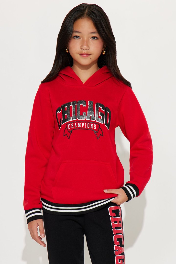 Mini Chicago Champions Hoodie And Pant Set - Red/combo