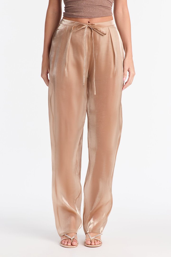 Midnight Madness High Rise Sheer Barrel Leg Pant 32″ - Champagne