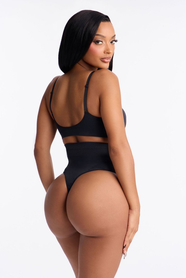 Nova Sculpt Seamless Strong Compression High Waisted Thong - Black