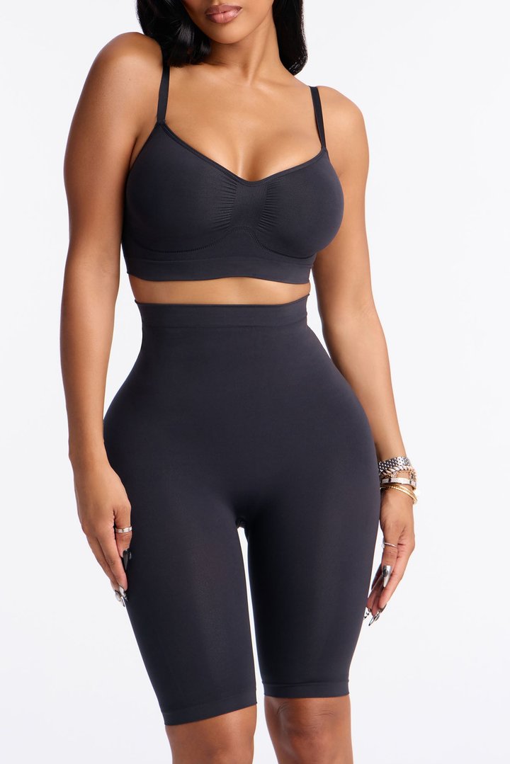 Nova Sculpt Seamless Strong Compression High Waisted Thigh Shaper - Black