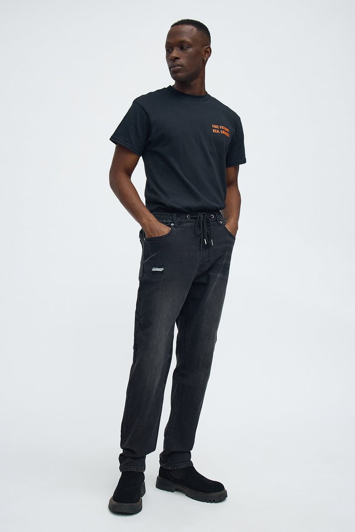 Slim E-Waist Knit Jean - Black Wash