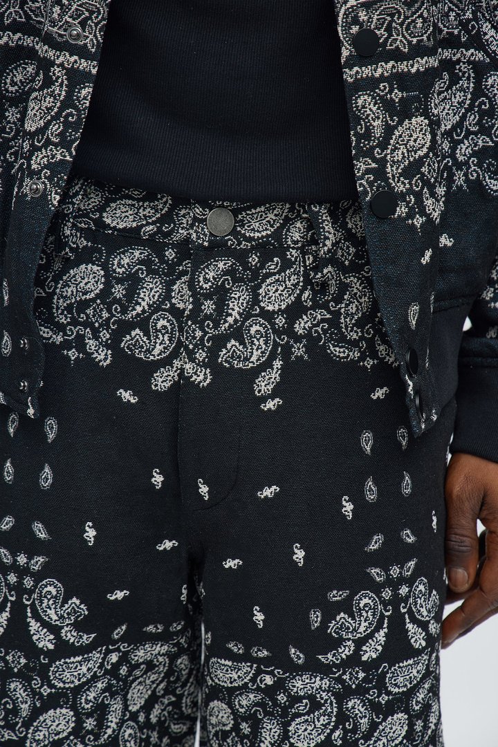 Straight Paisley Jacquard Pant - Black
