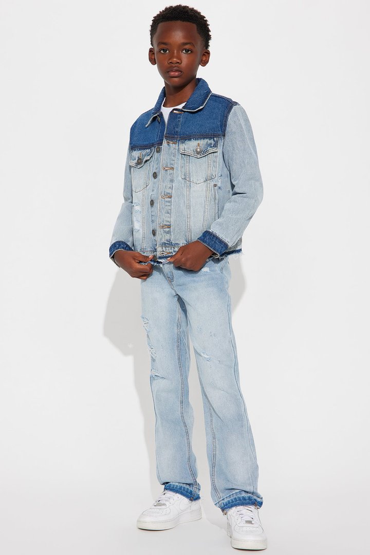 Mini Ruthless Back Hit Denim Trucker Jacket - Light Blue Wash