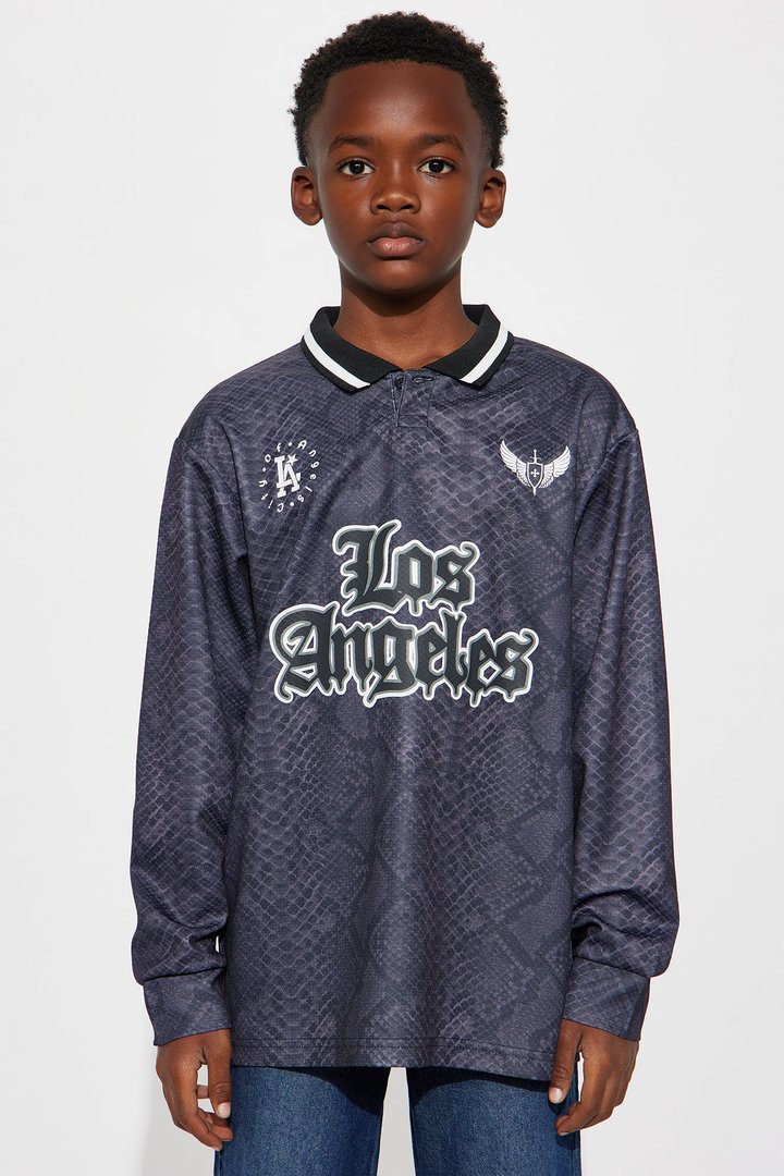 Mini Los Angeles Long Sleeve Jersey Polo - Black