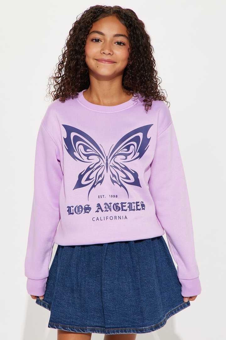Mini LA Butterfly Crew Neck Sweatshirt - Lilac