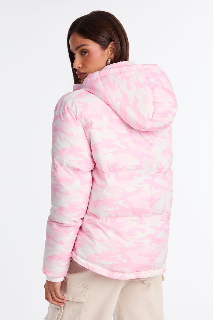 Ski Views Camouflage Puffer Jacket - Pink/combo