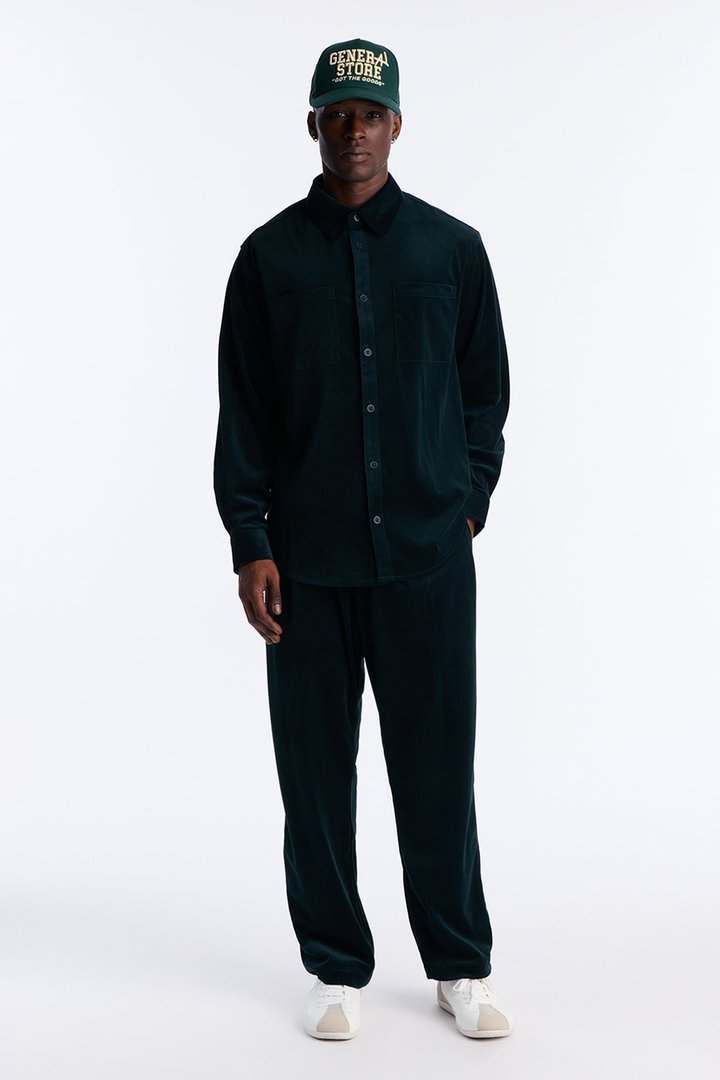 Straight Lincoln Park Textured Trouser - Hunter Green