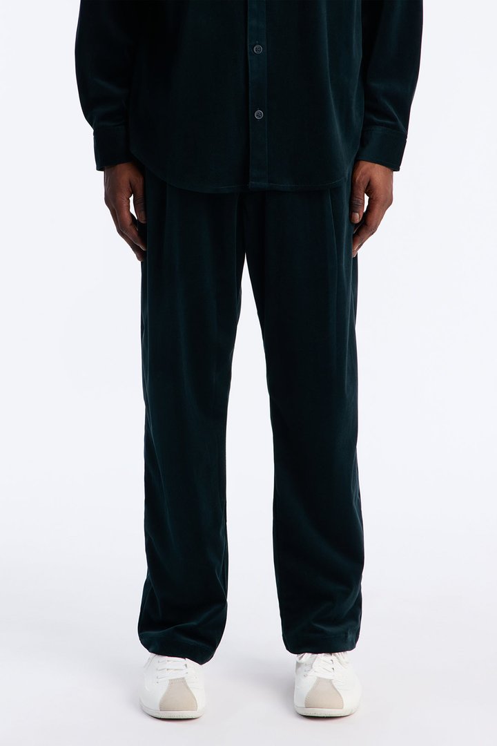 Straight Lincoln Park Textured Trouser - Hunter Green