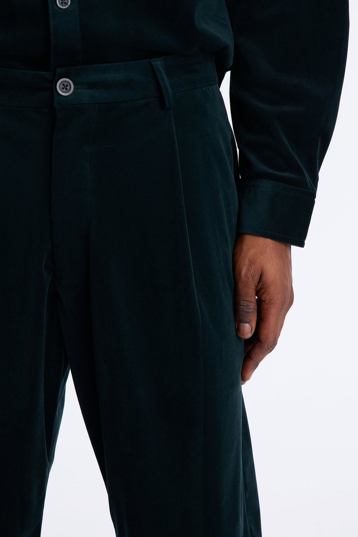 Straight Lincoln Park Textured Trouser - Hunter Green