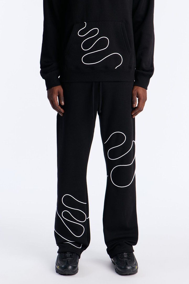Lasso Slim Flare Sweatpants - Black