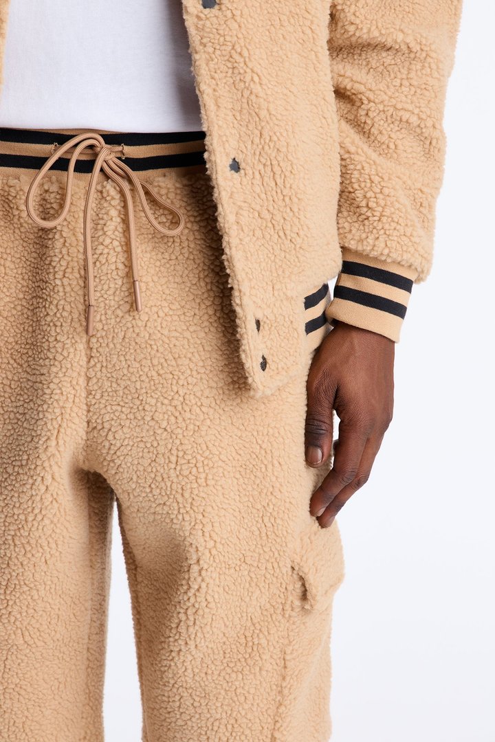 Teddy Varsity Sherpa Pant - Taupe