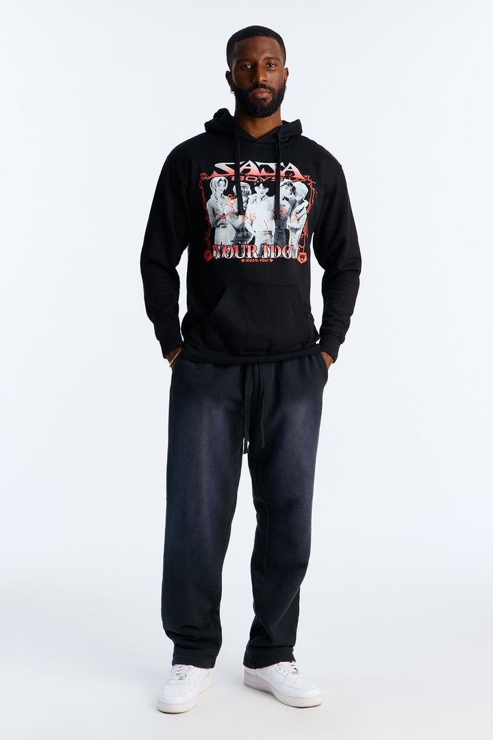 Heavyweight Vintage Spray Washed French Terry Sweatpants - Black Wash