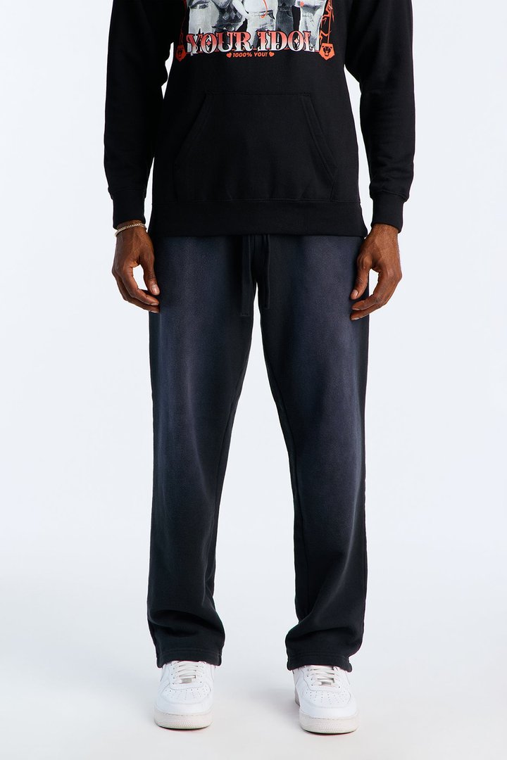 Heavyweight Vintage Spray Washed French Terry Sweatpants - Black Wash