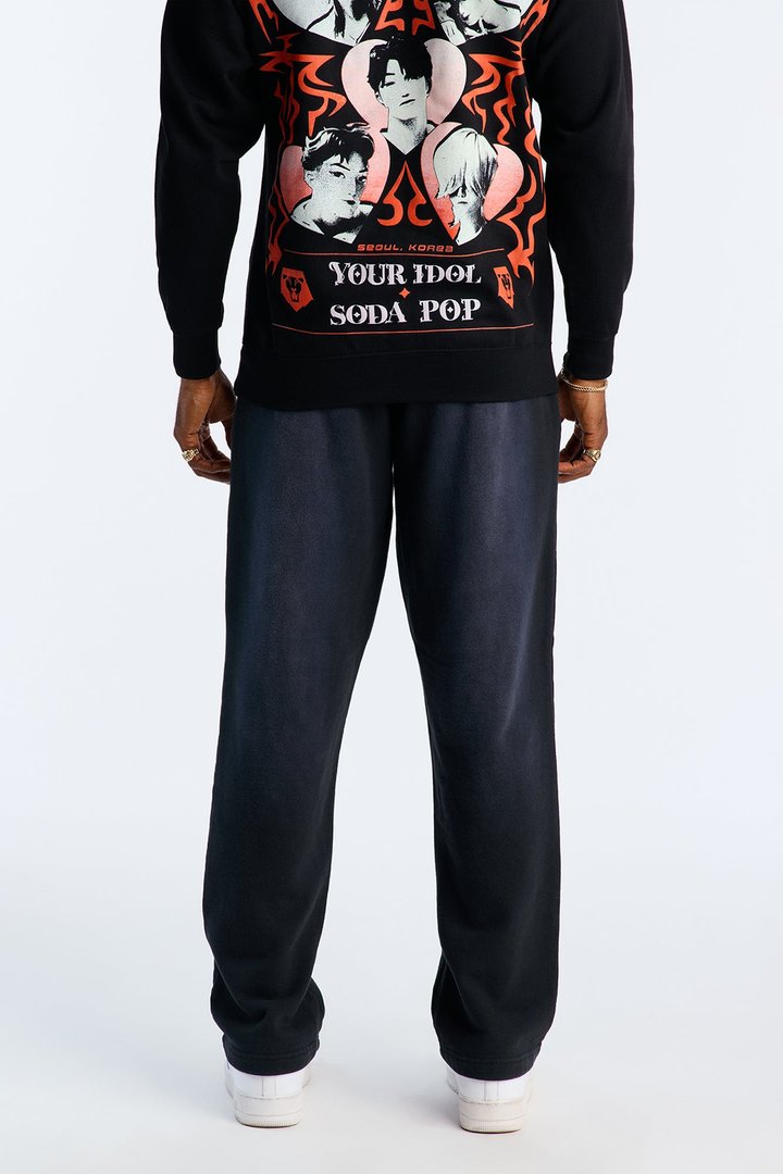 Heavyweight Vintage Spray Washed French Terry Sweatpants - Black Wash