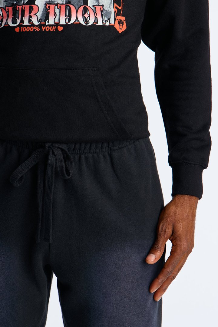 Heavyweight Vintage Spray Washed French Terry Sweatpants - Black Wash