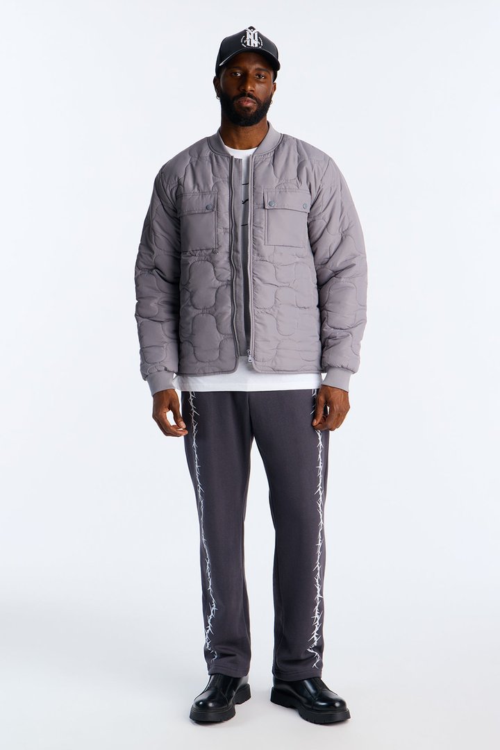 Geo Quilted Jacket - Grey