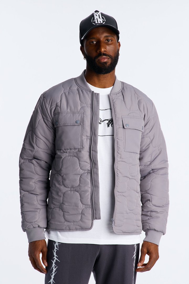 Geo Quilted Jacket - Grey