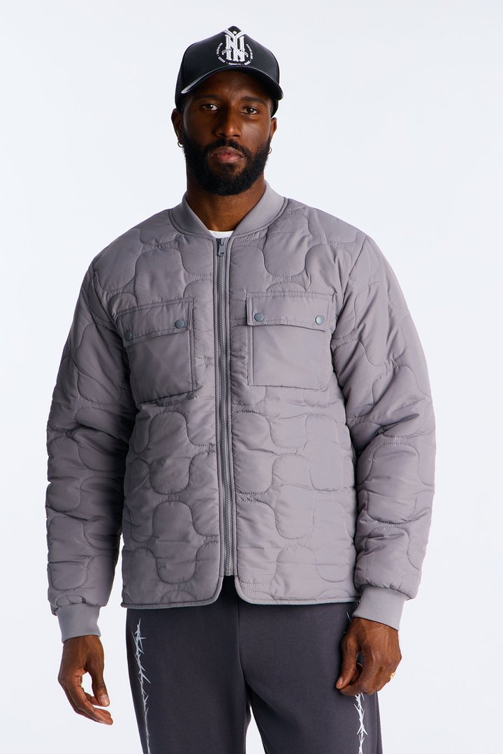 Geo Quilted Jacket - Grey