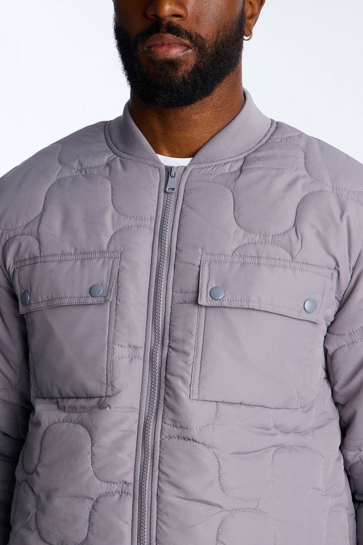 Geo Quilted Jacket - Grey