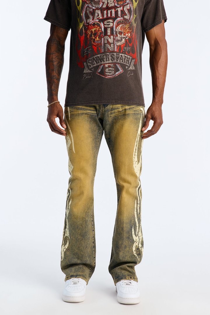 Stacked Skinny Flare Rockstar Life Jewel Jean - Vintage Wash