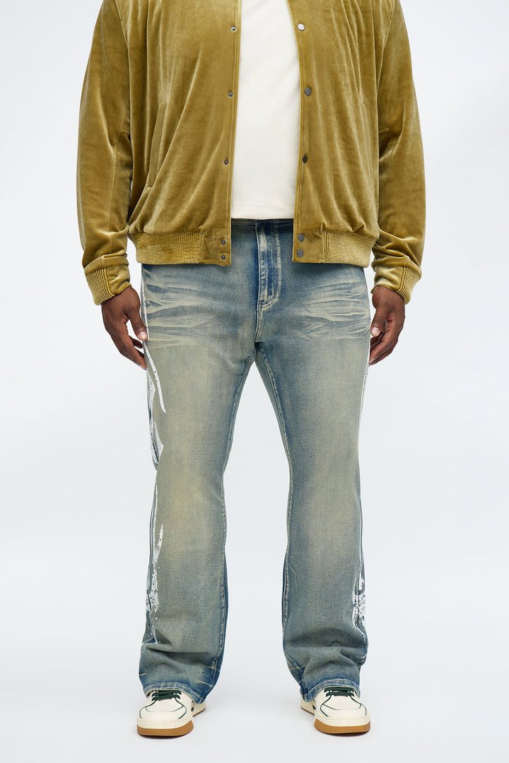 Stacked Skinny Flare Rockstar Life Jewel Jean - Light Wash