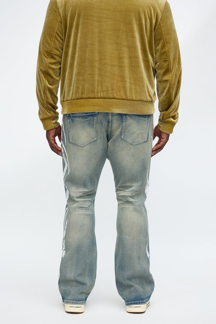 Stacked Skinny Flare Rockstar Life Jewel Jean - Light Wash