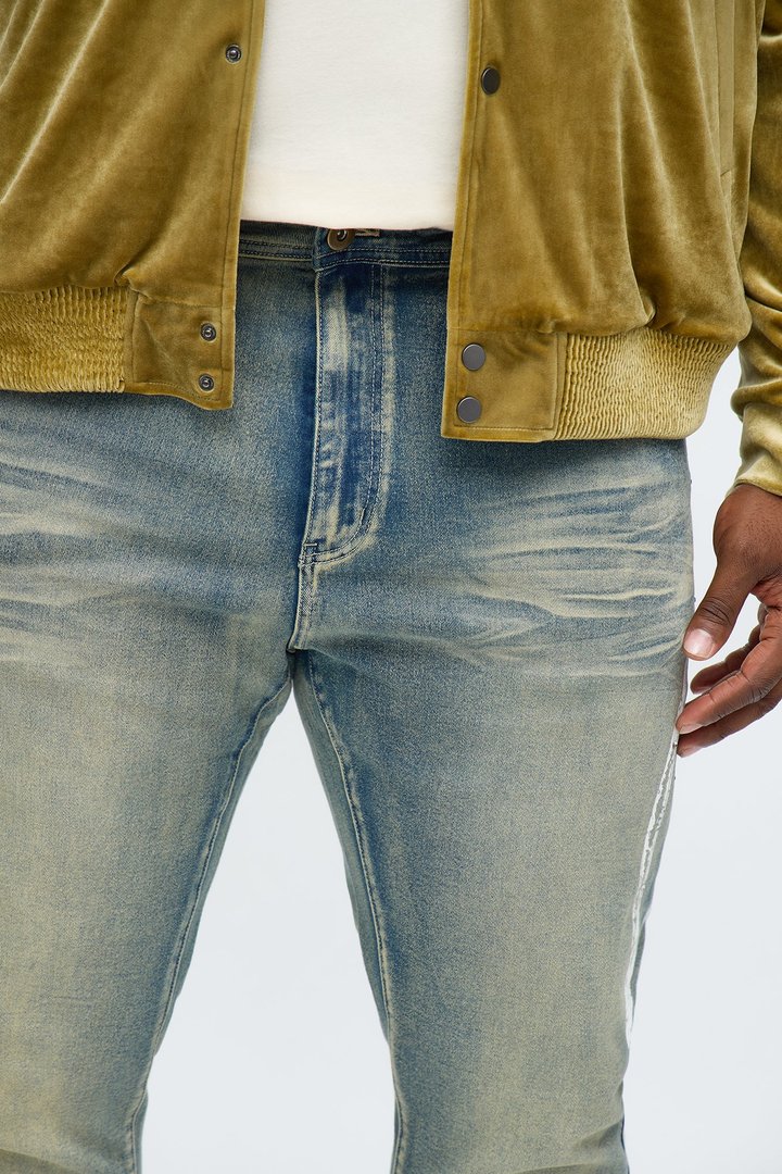 Stacked Skinny Flare Rockstar Life Jewel Jean - Light Wash